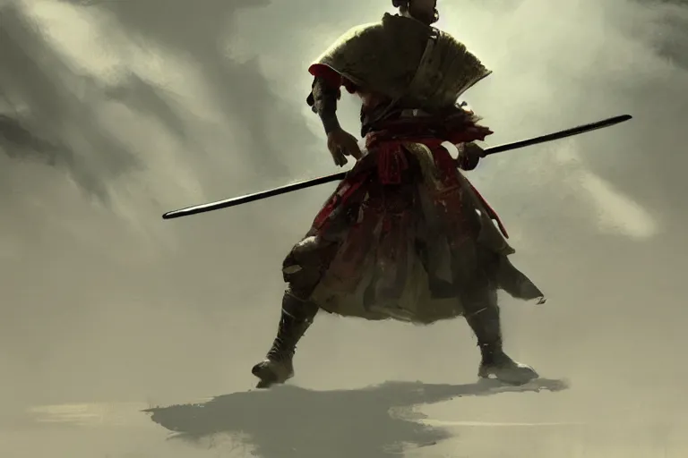 Prompt: Samurai, male, muscular, cinematic lighting, dramatic atmosphere, by Craig Mullins, 4k resolution, trending on artstation