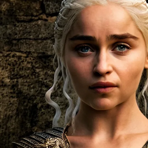 Prompt: khaleesi as a goddess in heaven, piercing eyes, portrait, highly detailed, realistic, realistic face, beautiful eyes, Daenerys Targaryen 8k, hd, cinematic