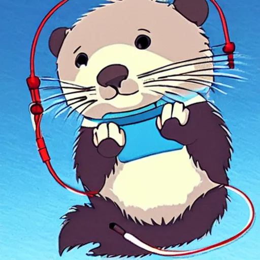 Prompt: studio ghibli otter with headphones