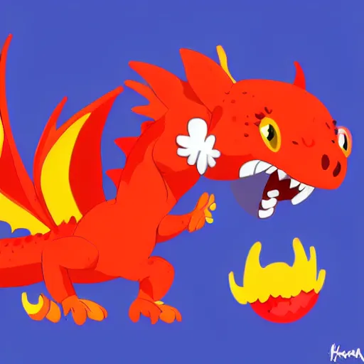 Image similar to the most cutest adorable happy picture of a dragon, tiny firespitter, kawaii, chibi style, Dra the Dragon, tiny red dragon, adorably cute, enhanched, deviant adoptable, digital art Emoji collection