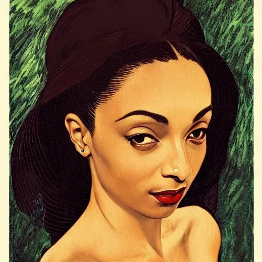 Image similar to sade adu, art by joseph christian leyendecker,