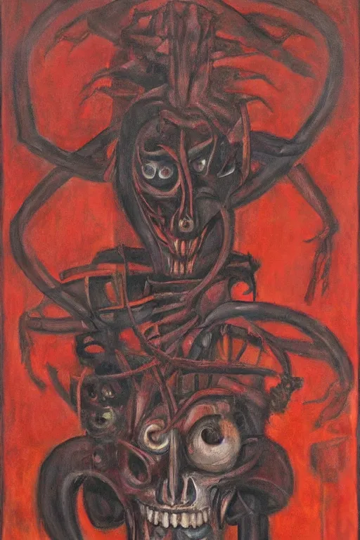 Image similar to biomechanical talisman of evil stygian rituals, god of darkness by maggi mcdonald, mark rothko, sabina klein