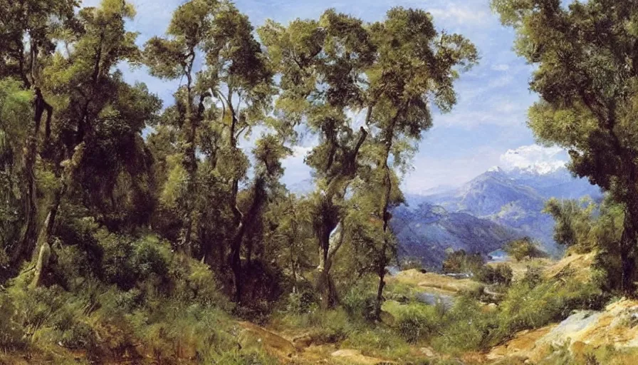 Prompt: a beautiful hill valley by eugene von guerard, ivan shishkin, john singer sargent