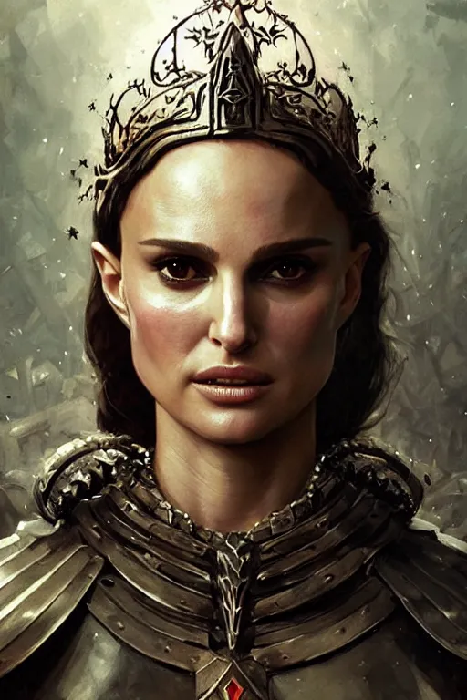 Image similar to natalie portman, legendary warrior, heroic, lord of the rings, tattoos, decorative ornaments, battle armor, by carl spitzweg, ismail inceoglu, vdragan bibin, hans thoma, greg rutkowski, alexandros pyromallis, perfect face, fine details, realistic shading photorealism