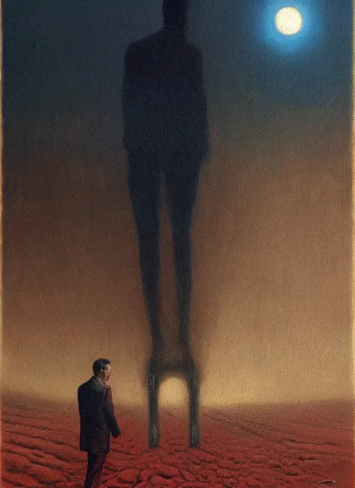 Image similar to A painting of Elon Musk in style of Beksinski. Very detailed