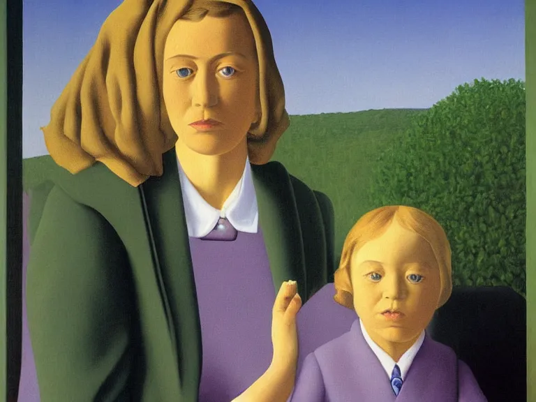 Image similar to mother, painting by rene magritte, high detail, high resolution