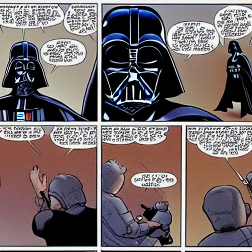 Image similar to darth vader comic featuring darth vader fighting mark zuckerberg