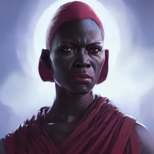 Prompt: A portrait of an african woman, angry, sith, star wars art, art by greg rutkowski, matte painting, trending on artstation