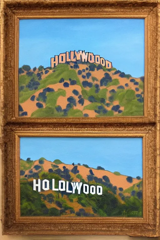 Prompt: painting of the hollywood sign