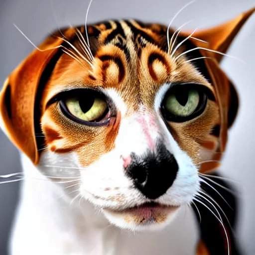 Prompt: a feline beagle - cat - hybrid, animal photography