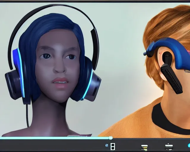 Prompt: Thirteenth Doctor as a Twitch streamer, wearing a gaming headset, webcam screenshot