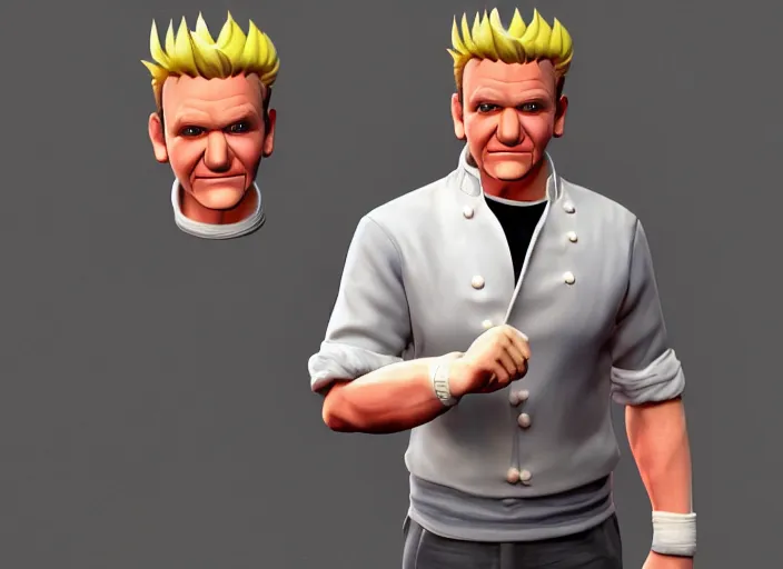 Prompt: 3 d model of gordon ramsay character in fighting game, stylized 3 d graphics, hdr, ultra graphics, ray tracing, 4 k image