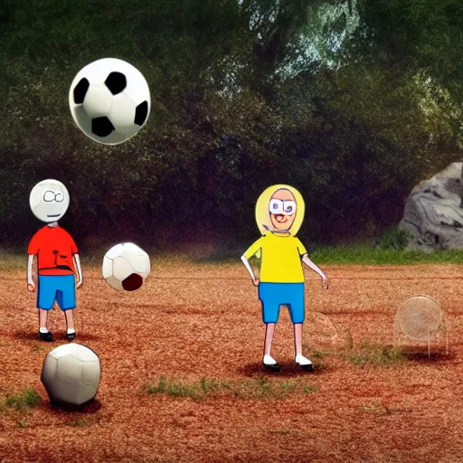 Prompt: a family of shrimp playing soccer, adventure time, 4k, cute,