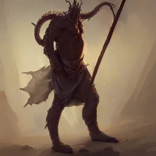 Image similar to character concept of a draconid in simple robes, carrying a war hammer, big, scars on face, half dragon half human, by greg rutkowski, trending on art station, character concept art