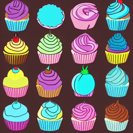 Prompt: colourful cupcake, vector style, no background