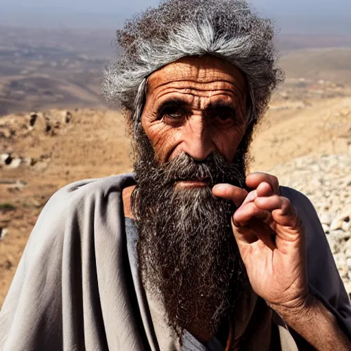 Prompt: Photograph of a 33 year old itinerant Jewish prophet from the Galilee in northern Israel