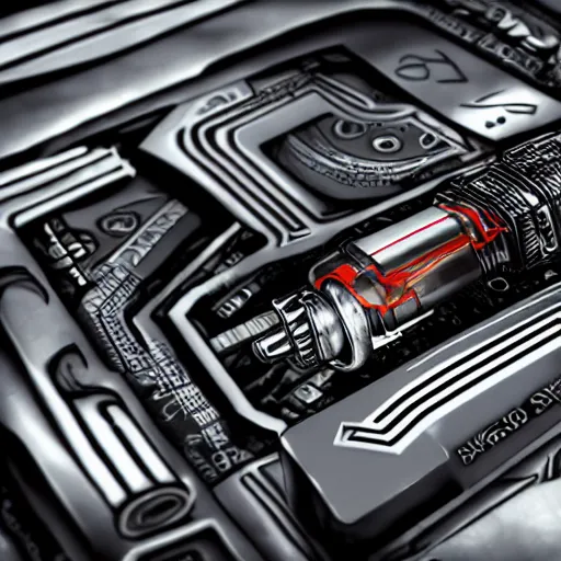 Prompt: car engine, concept, card form, cyberpunk style