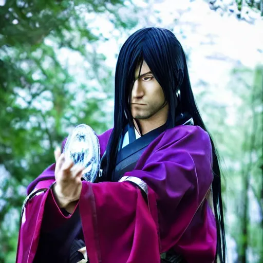 Prompt: hashirama senju in the real human cosplay, with perfect facial details, with very beautiful costume details, with cinematic lighting and bokeh, winner of a photo contest award, and very perfect