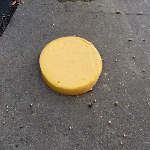 Image similar to disgusting cheese found on a new york side walk