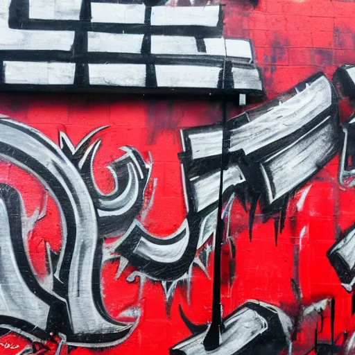 Image similar to red calligraffiti on a black wall