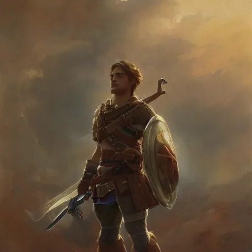 Prompt: handsome portrait of a young guy fitness posing, war hero, radiant light, caustics, sharp focus, breath of the wild, by gaston bussiere, bayard wu, greg rutkowski, giger, maxim verehin