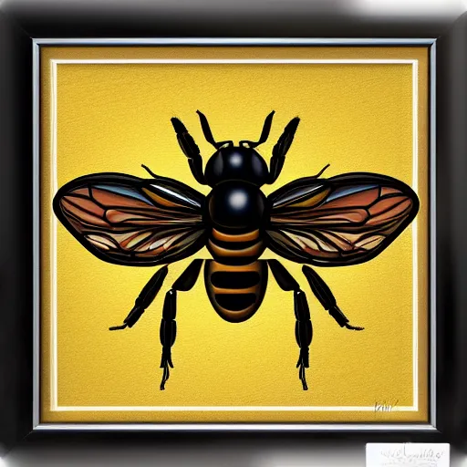 Prompt: scientific framed 🐝, entomology specimen, hd,