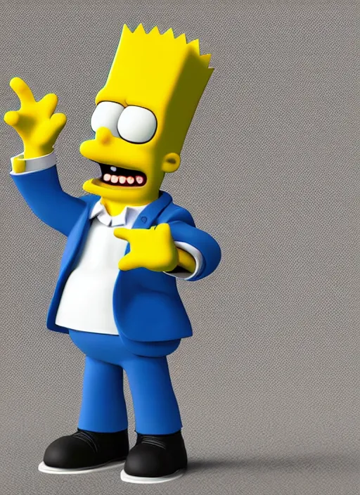 Image similar to bart simpson in business suit, is antique statue, octane render, highly detailed, hyper - realistic.