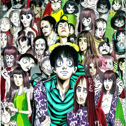 junji ito manga characters colorful, Stable Diffusion