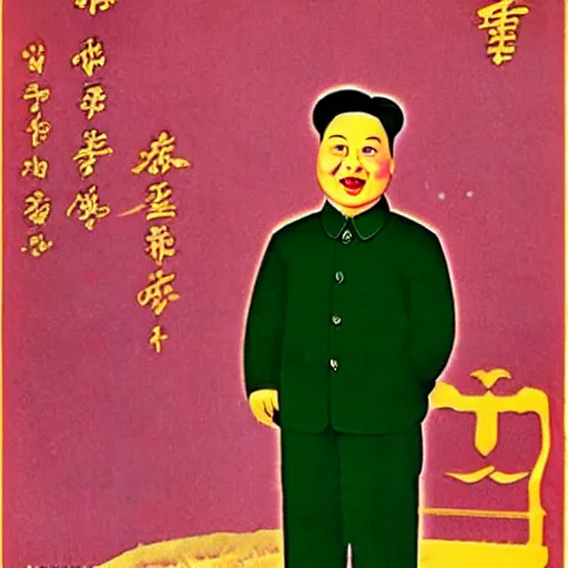 Prompt: chairman mao as a cute disney animation character in 1 9 5 5