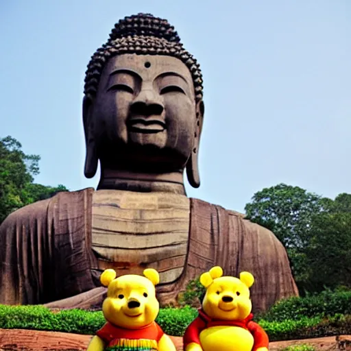 Image similar to leshan giant buddha as winnie the pooh