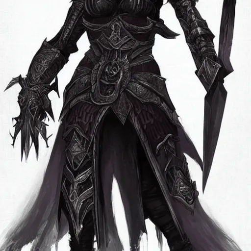 Image similar to Detailed concept art of female warrior as a dark souls boss; fantasy