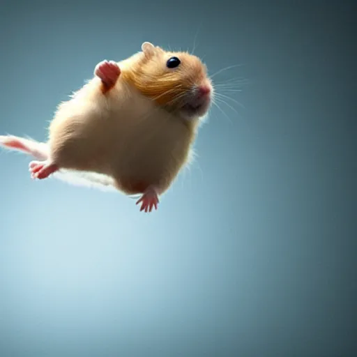 Prompt: hamster flying at the speed of light, realistic, national geographic