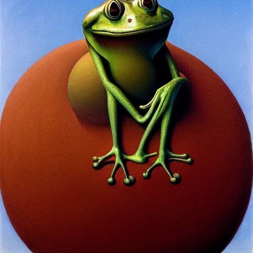 Image similar to a six foot tall anthropomorphic frog playing basketball, zdzisław beksinski