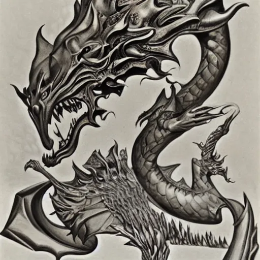 Prompt: a dragon by stanisław szukalski