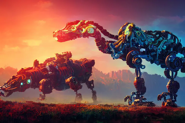 Image similar to clamberjaw machine mecanical creature robot of horizon forbidden west horizon zero dawn radiating a glowing aura global illumination ray tracing hdr fanart arstation by ian pesty and alena aenami artworks in 4 k