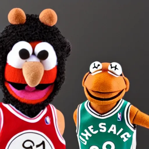 Image similar to kawhi lenard as a muppet playing in the nba