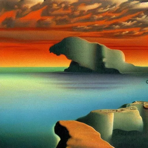 Image similar to an aesthetic vaporwave landscape by Salvador Dali, Pastel colors