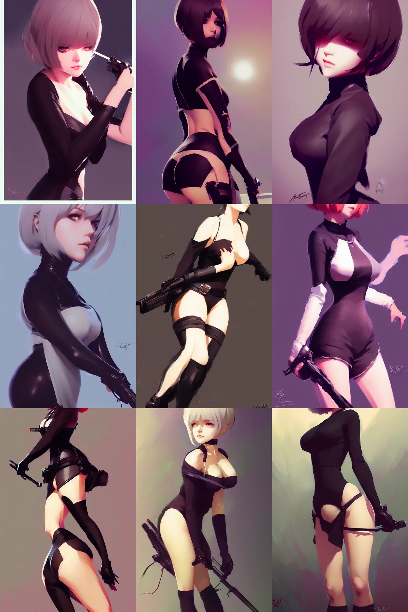 Prompt: gorgeous 2b by ilya kuvshinov, krenz cushart, Greg Rutkowski, trending on artstation