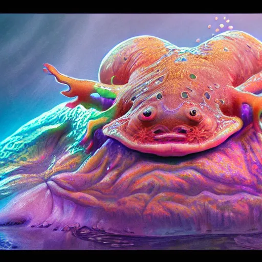 Image similar to Photorealistic magic dmt axolotl. Hyperdetailed photorealism, 108 megapixels, amazing depth, glowing rich colors, powerful imagery, psychedelic Overtones, 3D finalrender, 3d shading, cinematic lighting, artstation concept art