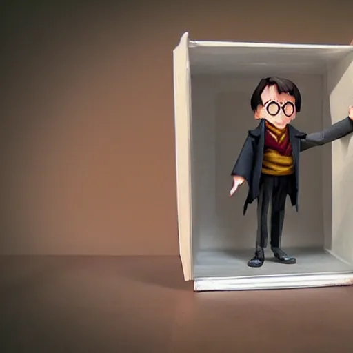 Prompt: a stopmotion puppet of a still of harry potter, vinyl action figure, plastic, toy