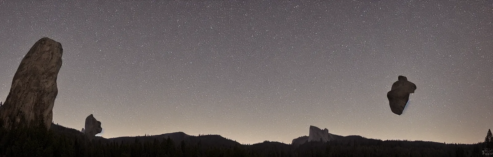 Image similar to to fathom hell or soar angelic, just take a pinch of psychedelic, a colossal minimalistic necktie sculpture installation ( by antony gormley and anthony caro ), reimagined by future artists in yosemite national park, granite peaks visible in the background, in the distant future, taken in the night