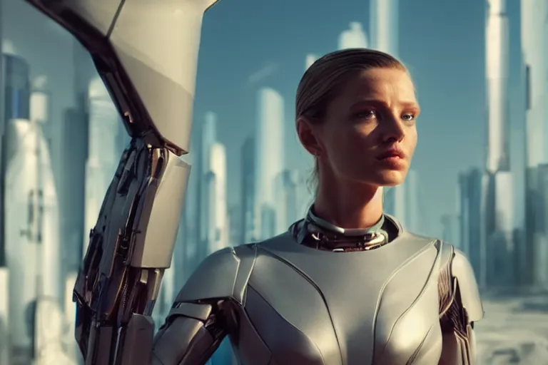 Prompt: VFX movie of a futuristic space woman model gorgeous portrait in inhuman future spaceship, cyberpunk dress, beautiful natural skin natural lighting by Emmanuel Lubezki