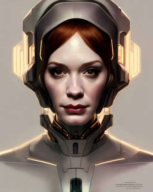 Prompt: portrait of christina hendricks as a robot in ex machina, cyberpunk machine, machine face, robed, upper half portrait, decorated, intricate intense elegant highly detailed digital painting artstation concept art smooth sharp focus illustration, art by artgerm and greg rutkowski alphonse mucha 8 k