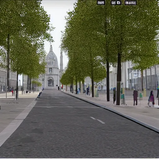 Prompt: screenshot of google street view showing futuristic london