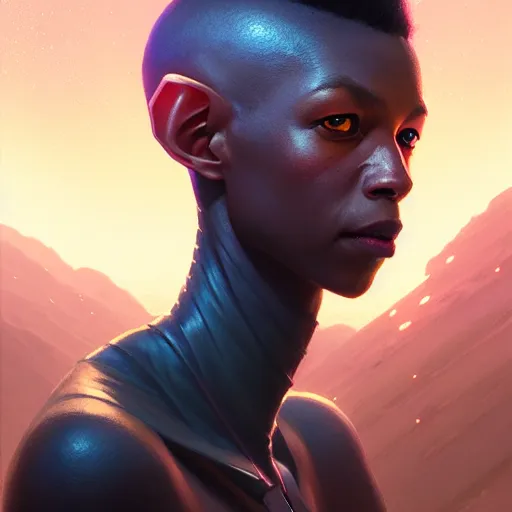 Image similar to highly detailed portrait of ja'marr chase as an alien, unreal engine, fantasy art by greg rutkowski, loish, rhads, ferdinand knab, makoto shinkai and lois van baarle, ilya kuvshinov, rossdraws, tom bagshaw, global illumination, radiant light, detailed and intricate environment h 6 0 4