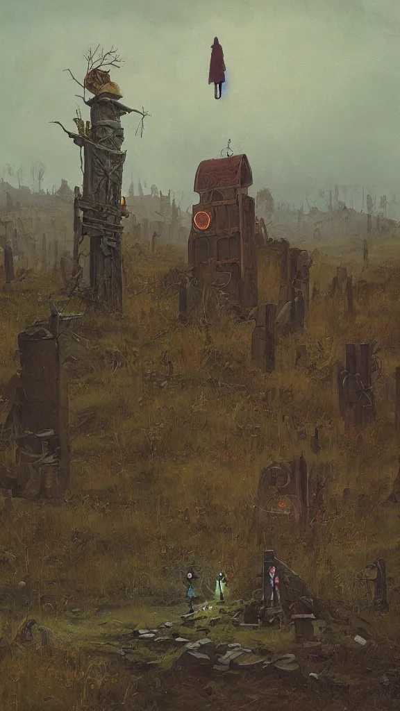 Prompt: witch paying for her sins, victorian painting, by simon stalenhag