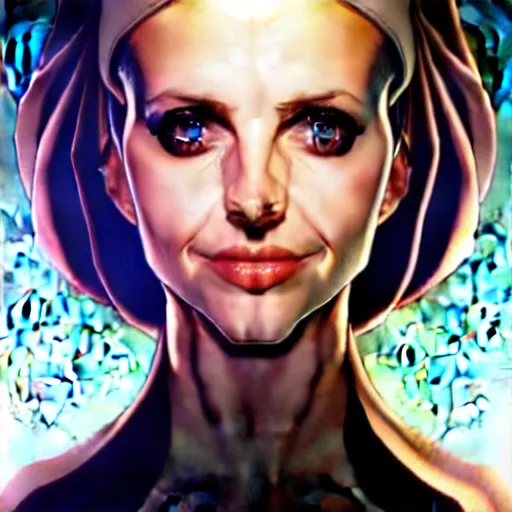 Image similar to artgerm, joshua middleton comic cover art, pretty sarah michelle gellar superhero, asymmetrical black oval spot covering left eye from eyebrow to cheek, left eye only, very pale white skin, no spot right eye, white around right eye