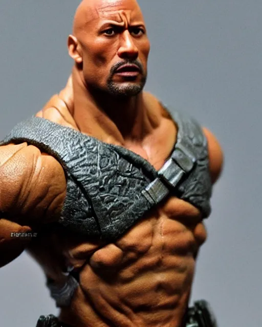 Image similar to close up shot of dwayne johnson action figure. dnd, high fantasy. royo, artgem, wlop