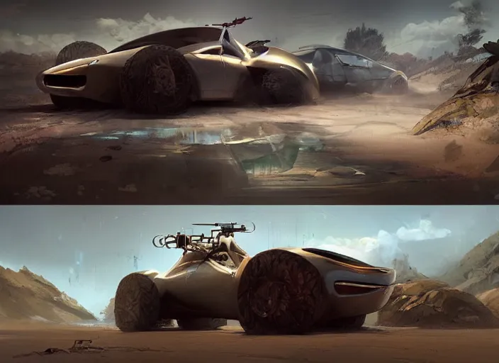 Image similar to a beautiful concept design of an old car converted into offroad sport. car design by cory loftis, fenghua zhong, ryohei hase, ismail inceoglu and ruan jia, henrik fisker and bruce kaiser and scott robertson and dmitry mazurkevich and doruk erdem and jon sibal, volumetric light.