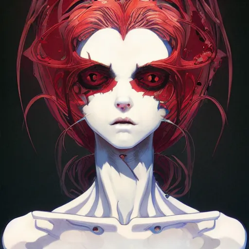 Image similar to prompt : vampire character portrait soft light painted by james jean and katsuhiro otomo and erik jones, inspired by evangeleon anime, smooth face feature, intricate oil painting, high detail illustration, sharp high detail, manga and anime 1 9 9 9